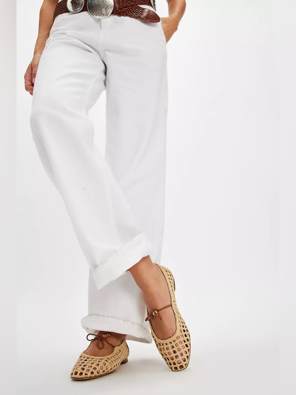 SAM EDELMAN MARCIE BALLET FLATS IN BLEACHED BEECHWOOD WEAVE 5